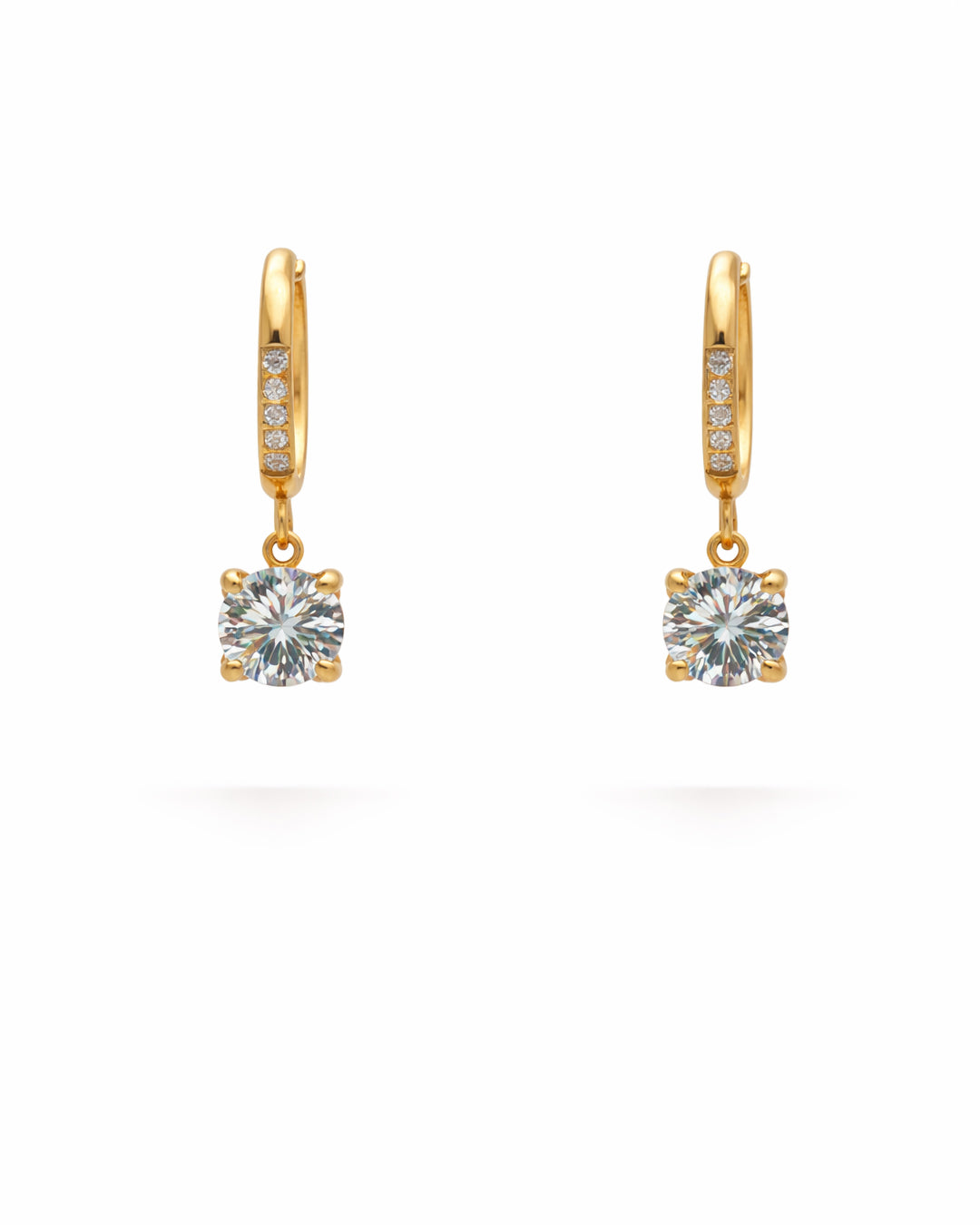 Solitaire Drop Gold Plated Earrings