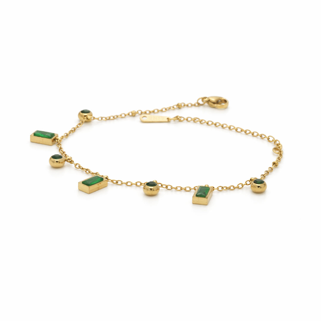 Emerald Drop Bezel Gold Bracelet
