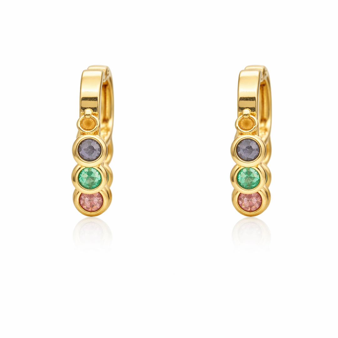 Confetti Trio Crystal Gold Hoop Earrings