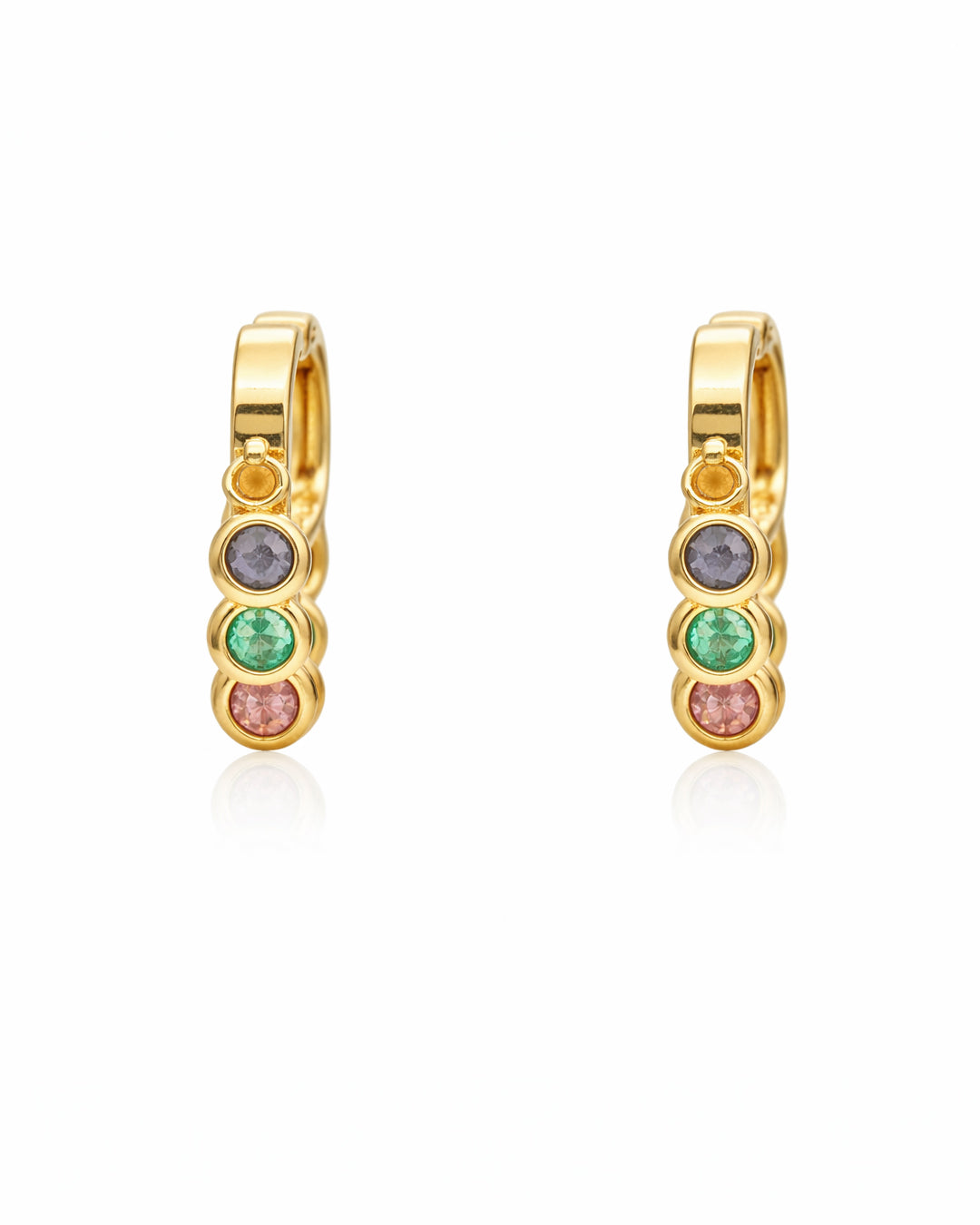 Confetti Trio Crystal Gold Hoop Earrings