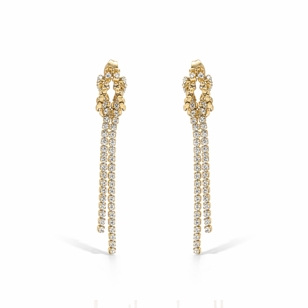Crystal Knot Gold Plated Earrings