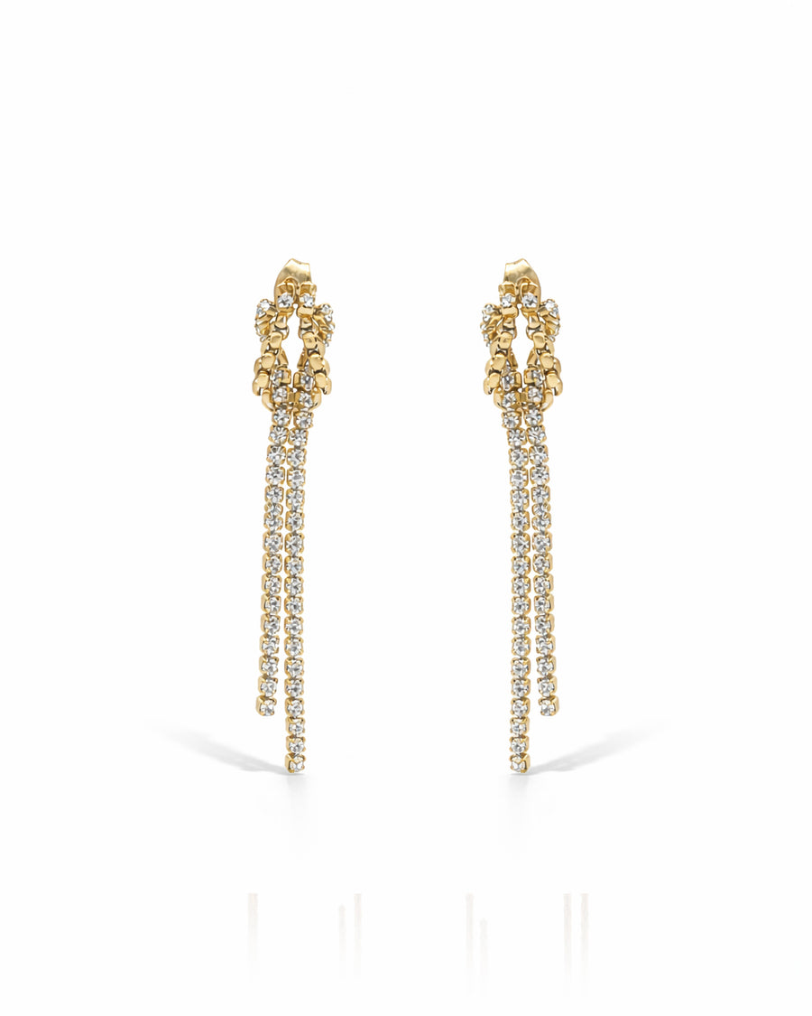 Crystal Knot Gold Plated Earrings
