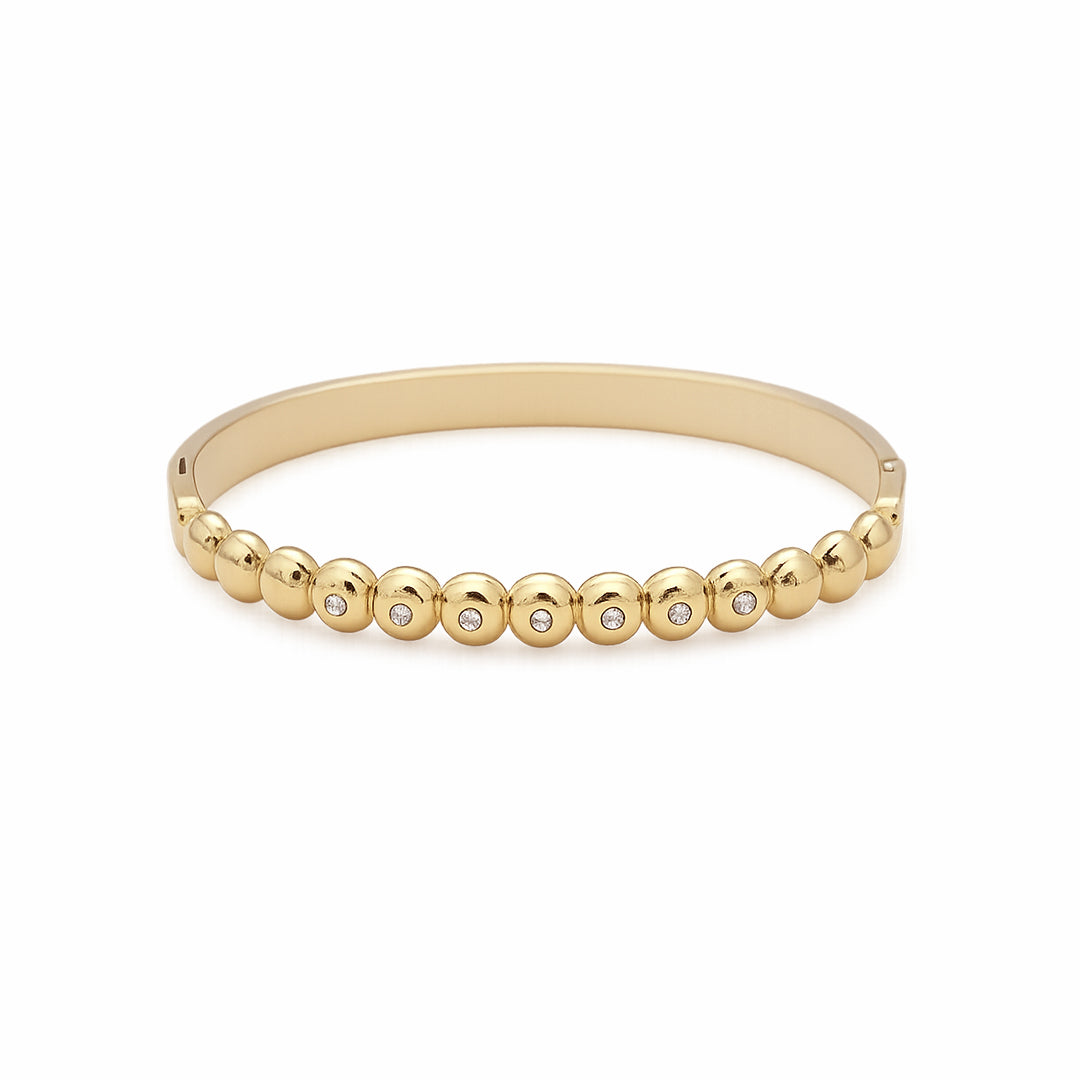 Beaded Rail Crystal Gold Plated Kada