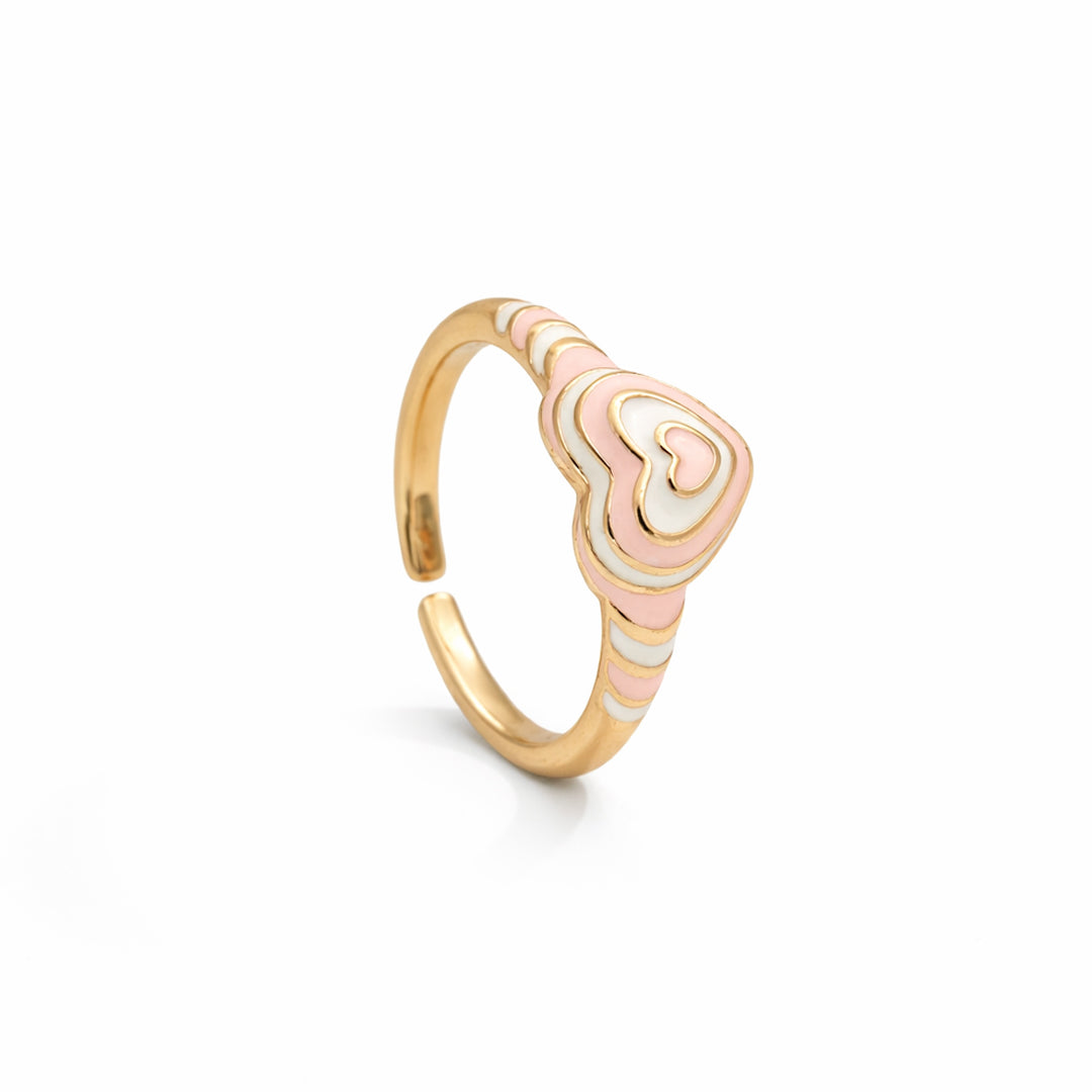 Dual Heart Stripe Adjustable Ring