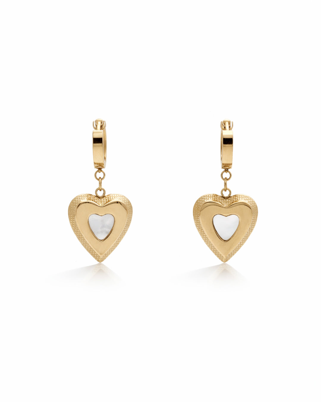 Mother of Pearl Heart Gold Plated Earrings