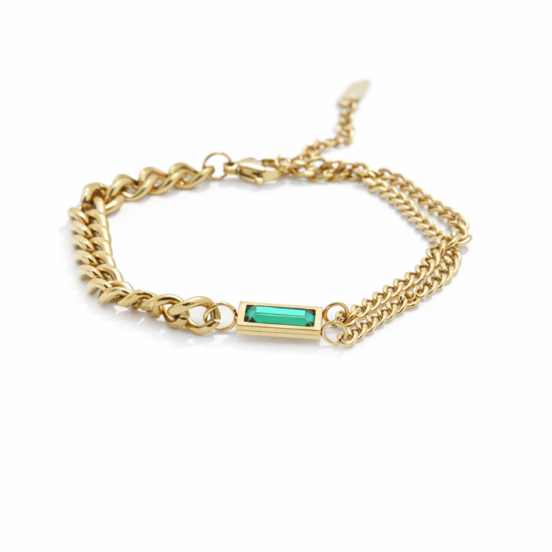 Emerald Curb Gold Plated Bracelet