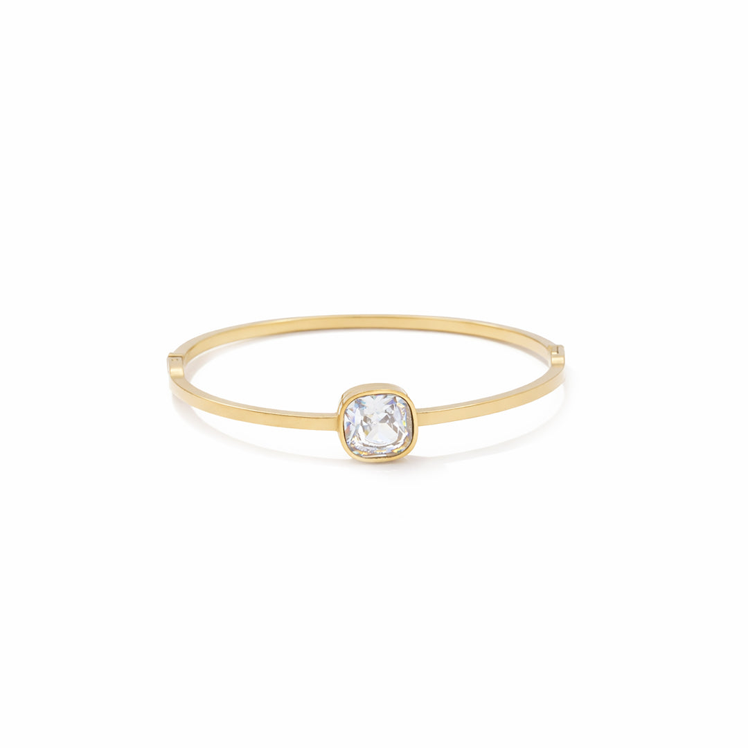 Cushion Solitaire Bezel Bangle Kada
