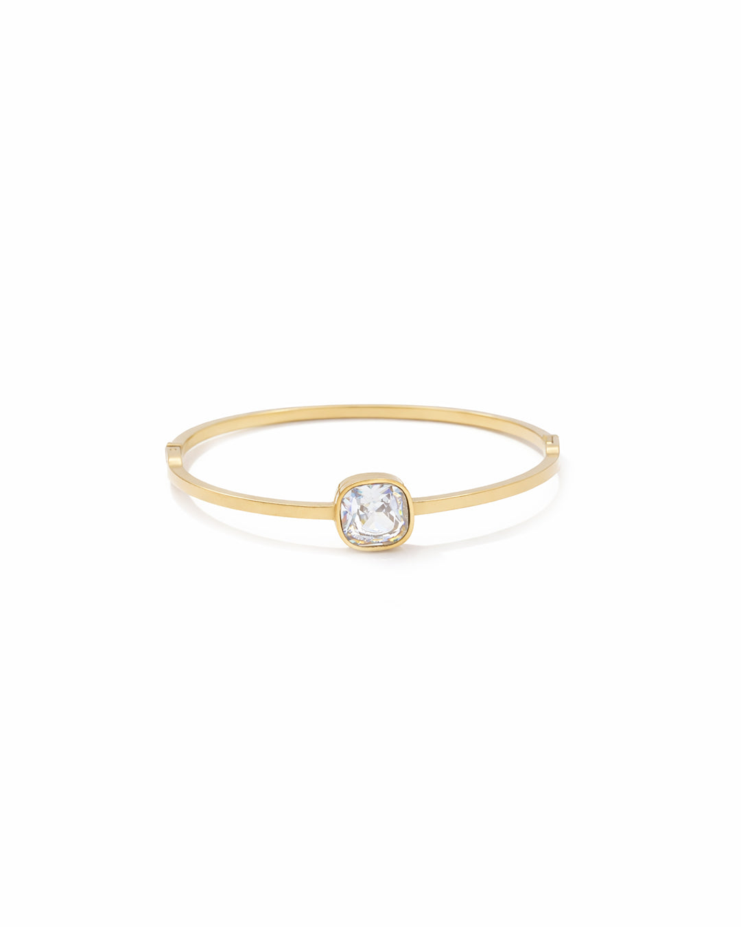 Cushion Solitaire Bezel Bangle Kada