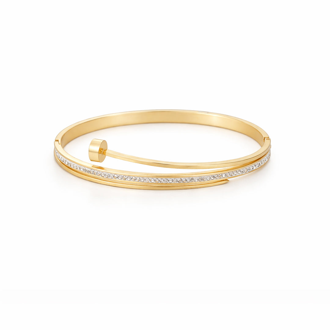 Floating Orbital Crystal Gold Plated Bangle Kada