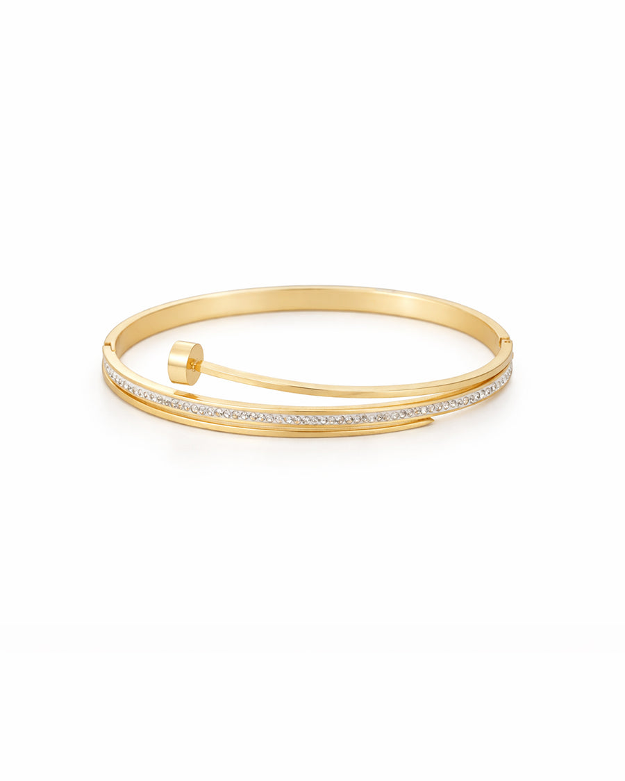 Floating Orbital Crystal Gold Plated Bangle Kada
