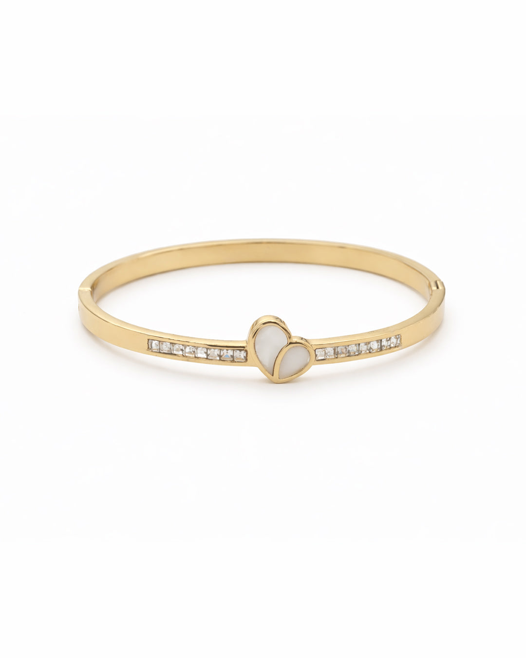 Mother of Pearl Heart Crystal Gold Plated Kada