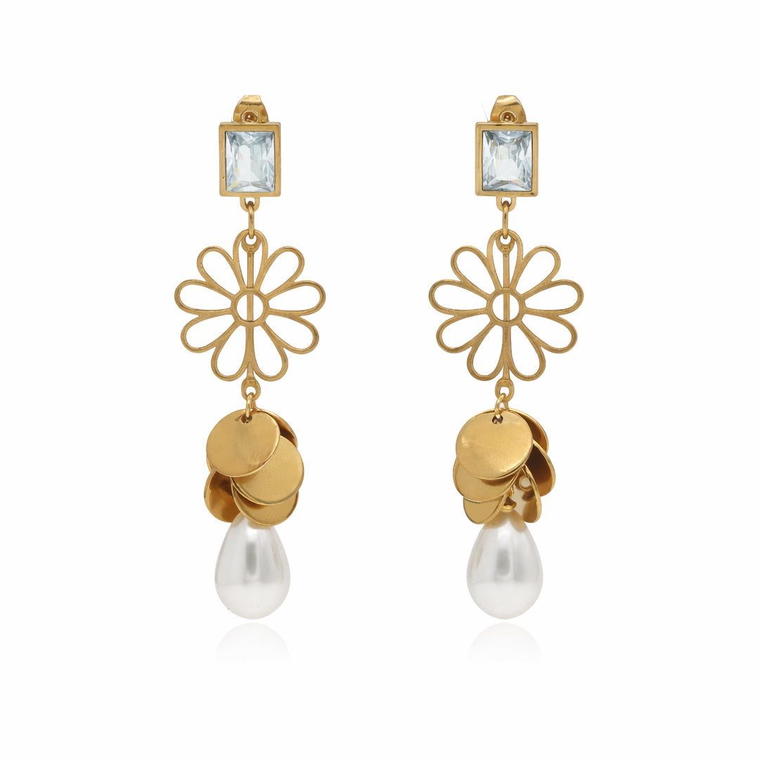 Daisy & Pearl Gold Plated Earring