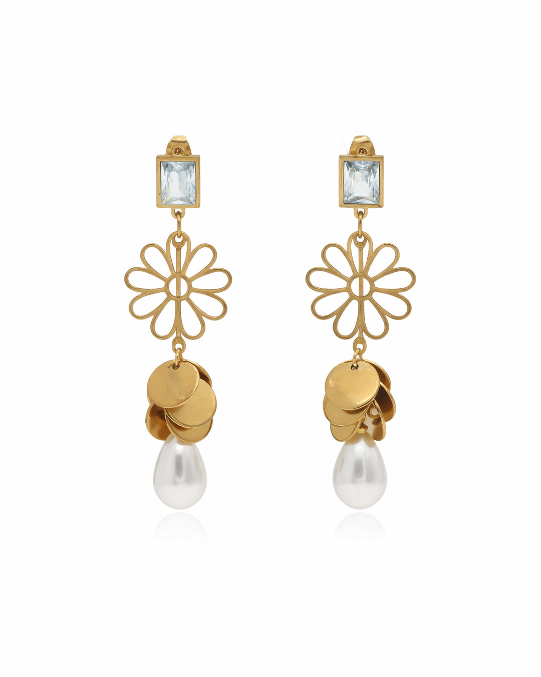 Daisy & Pearl Gold Plated Earring