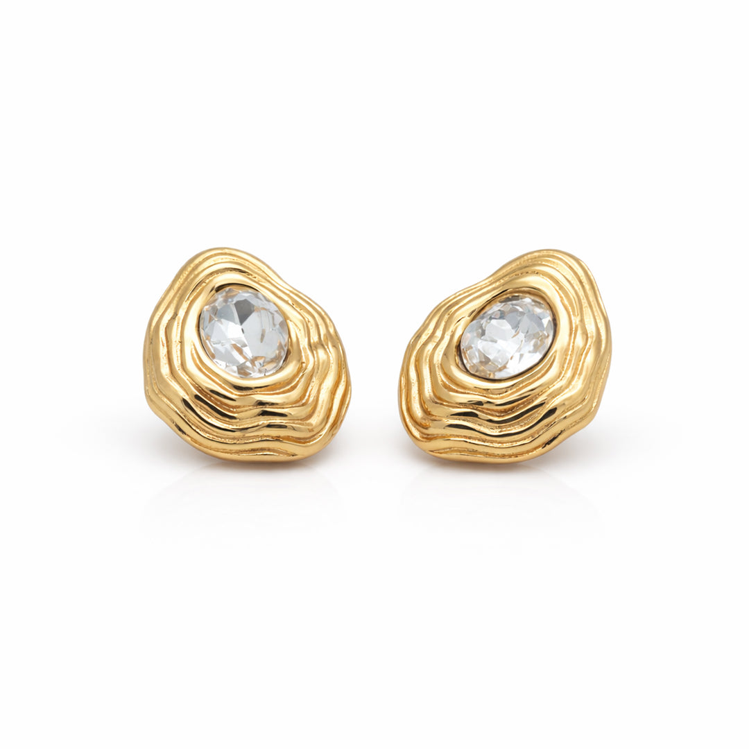 Aurelia Ripple Gold Plated Stud Earrings