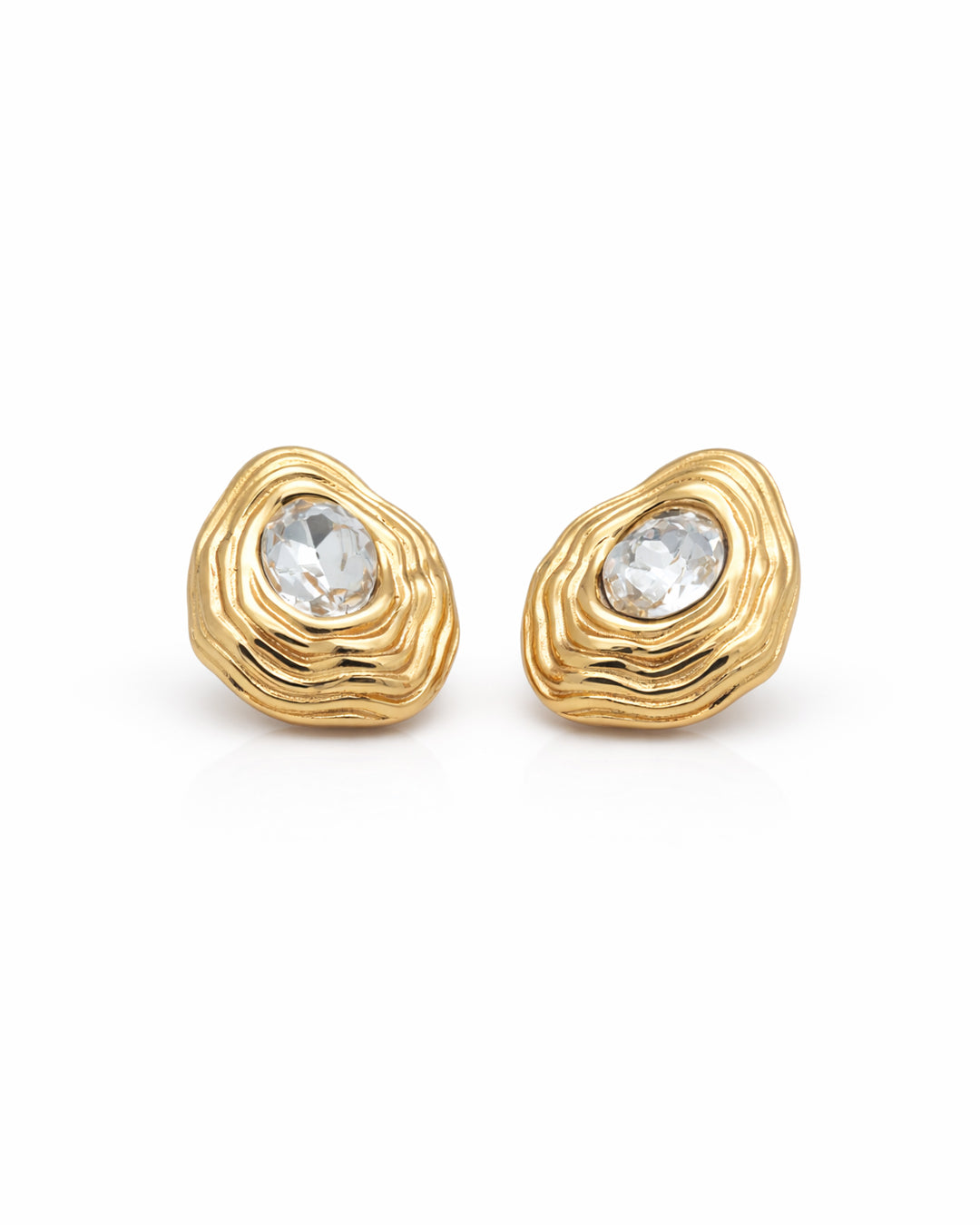 Aurelia Ripple Gold Plated Stud Earrings