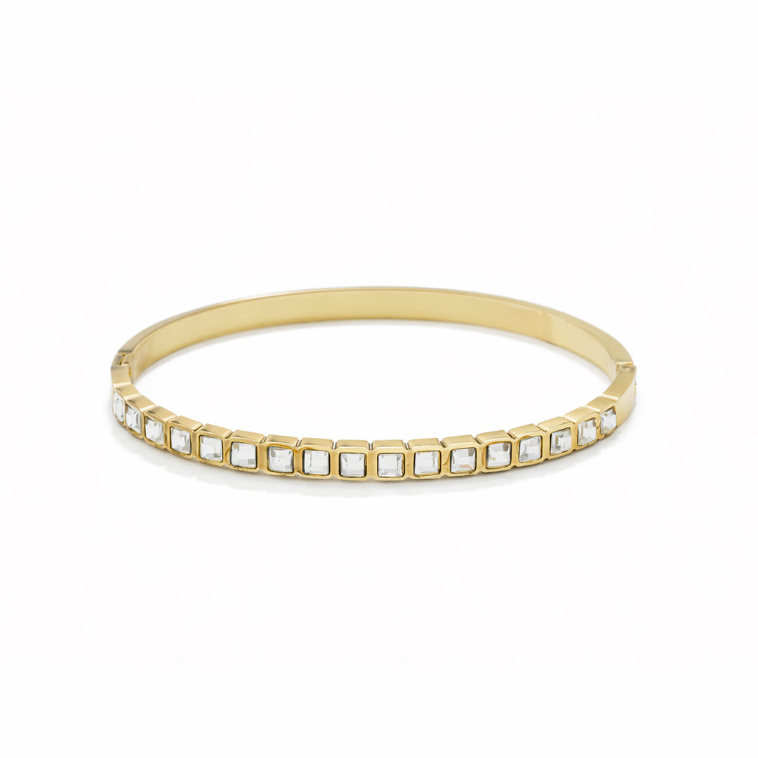 Full-Rail Baguette Crystal Gold Plated Kada