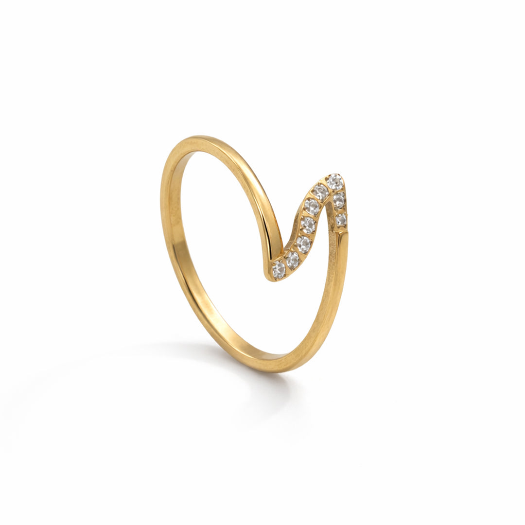 Crystal Wave Gold Plated Ring