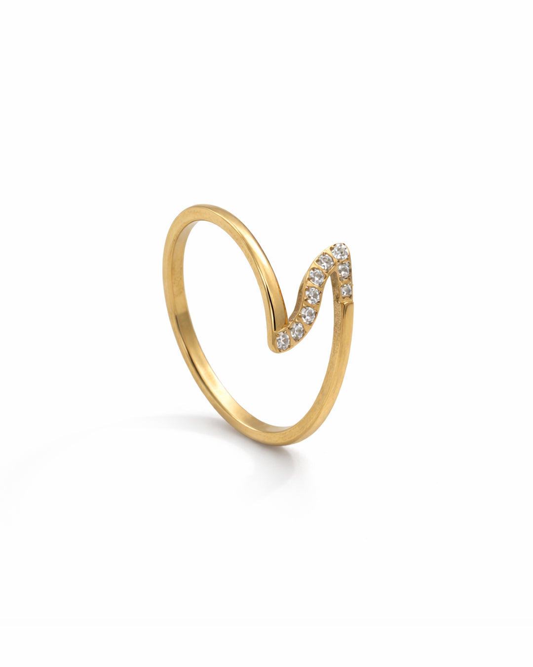Crystal Wave Gold Plated Ring