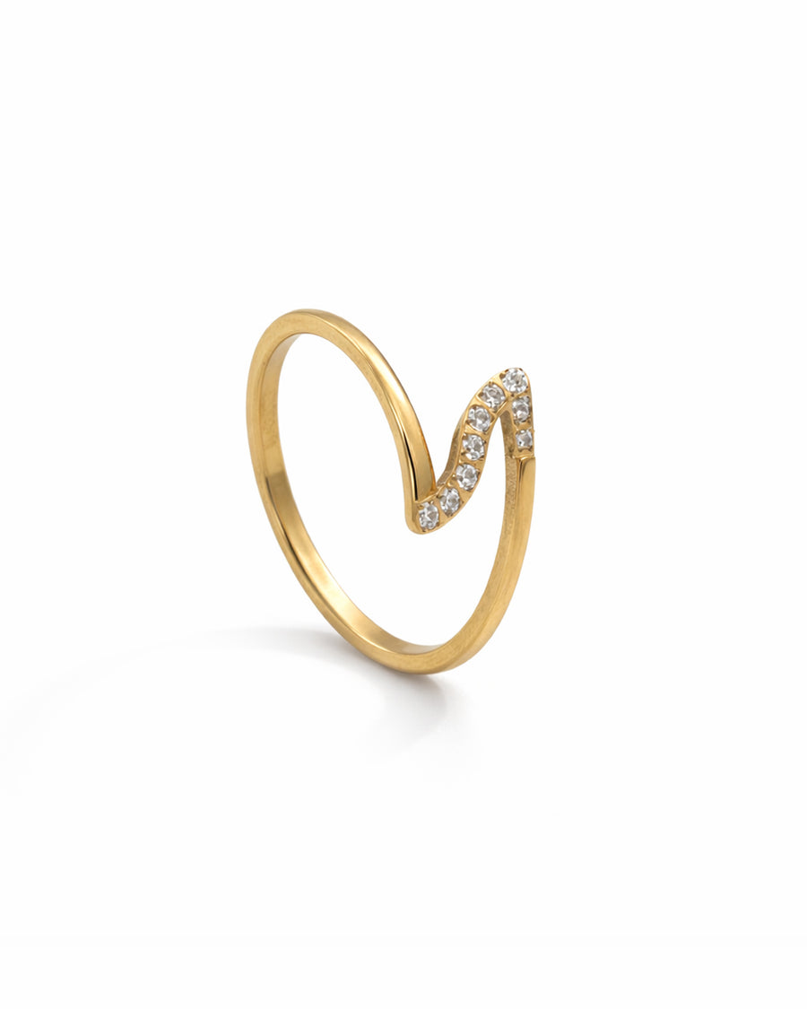 Crystal Wave Gold Plated Ring