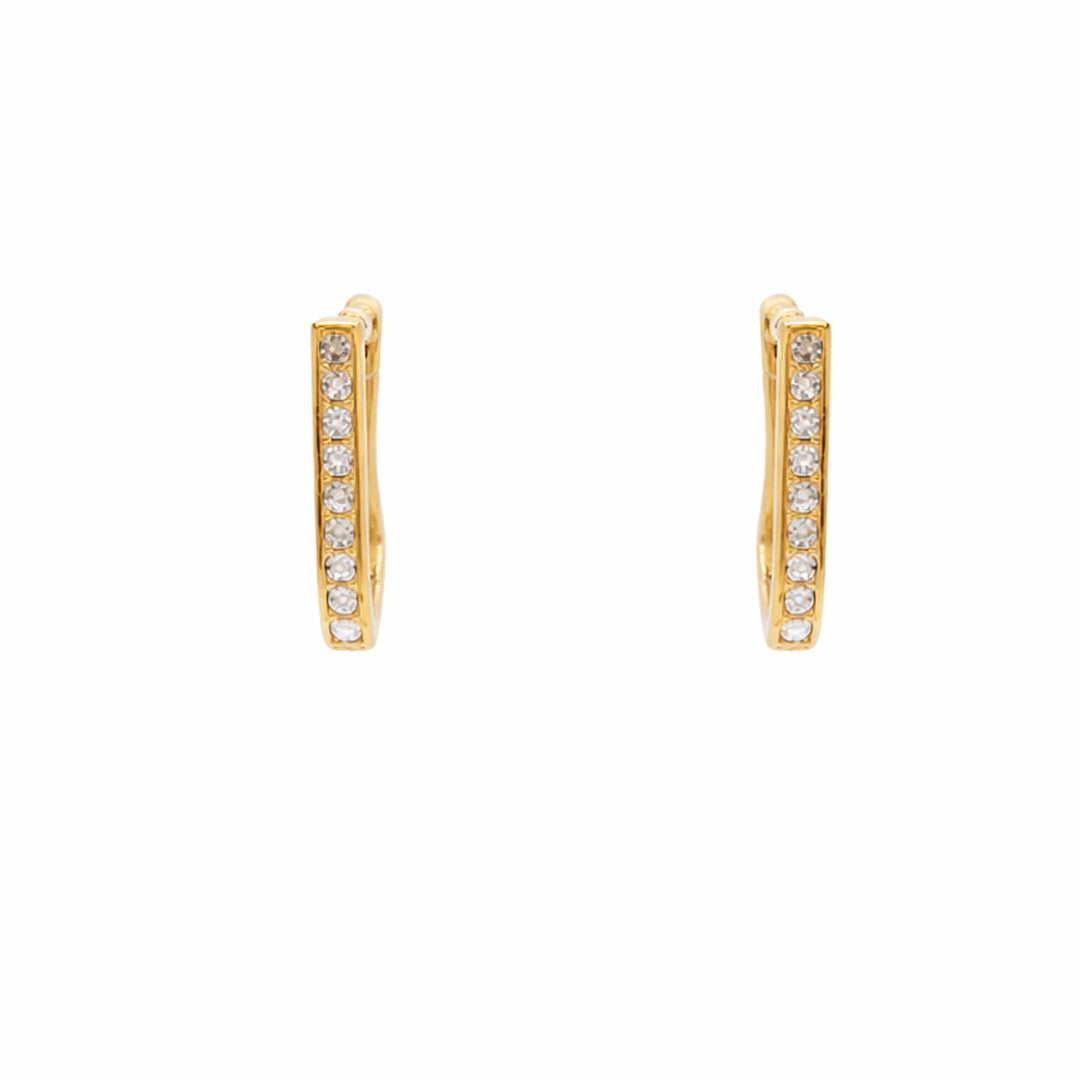 Elara Crystal Line Gold Plated Hoop Earrings