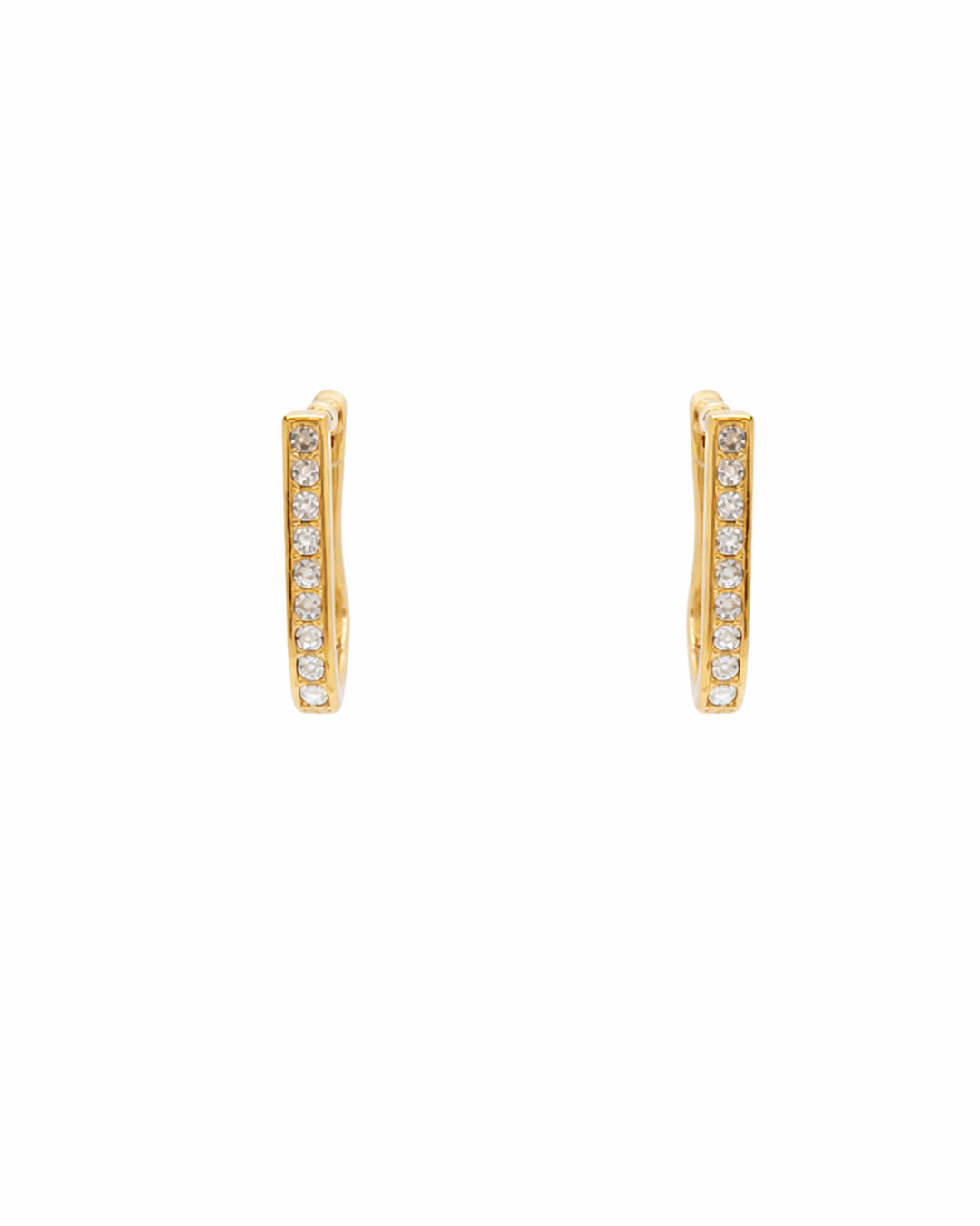 Elara Crystal Line Gold Plated Hoop Earrings