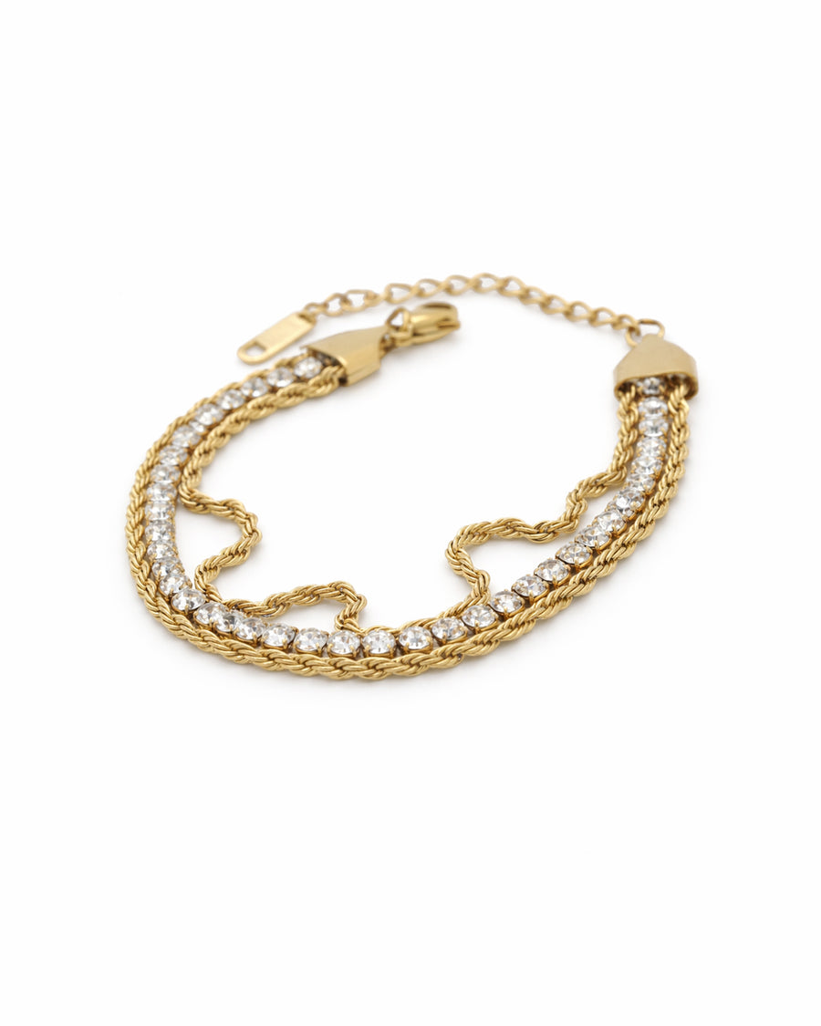 Twisted Tennis Crystal Rope Chain Gold Bracelet