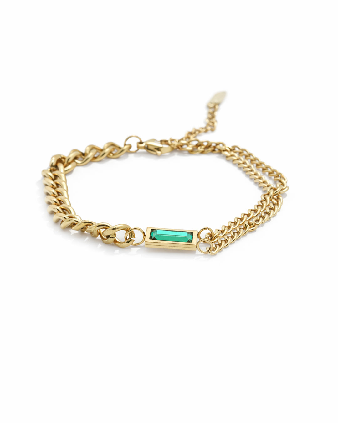 Emerald Curb Gold Plated Bracelet
