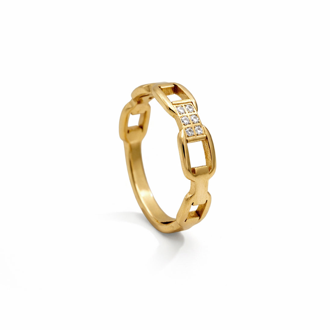 Crystal Link Gold Plated Ring