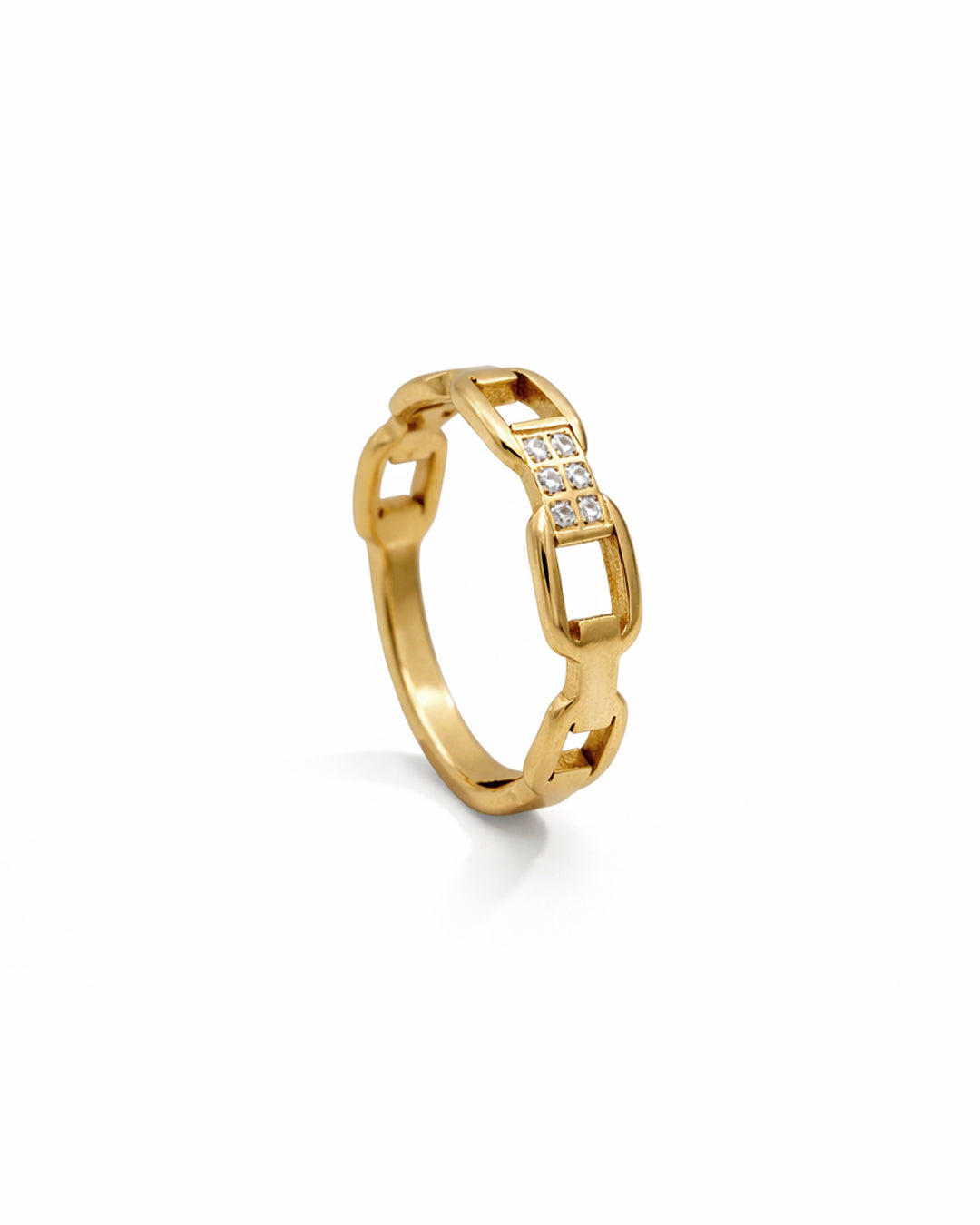 Crystal Link Gold Plated Ring