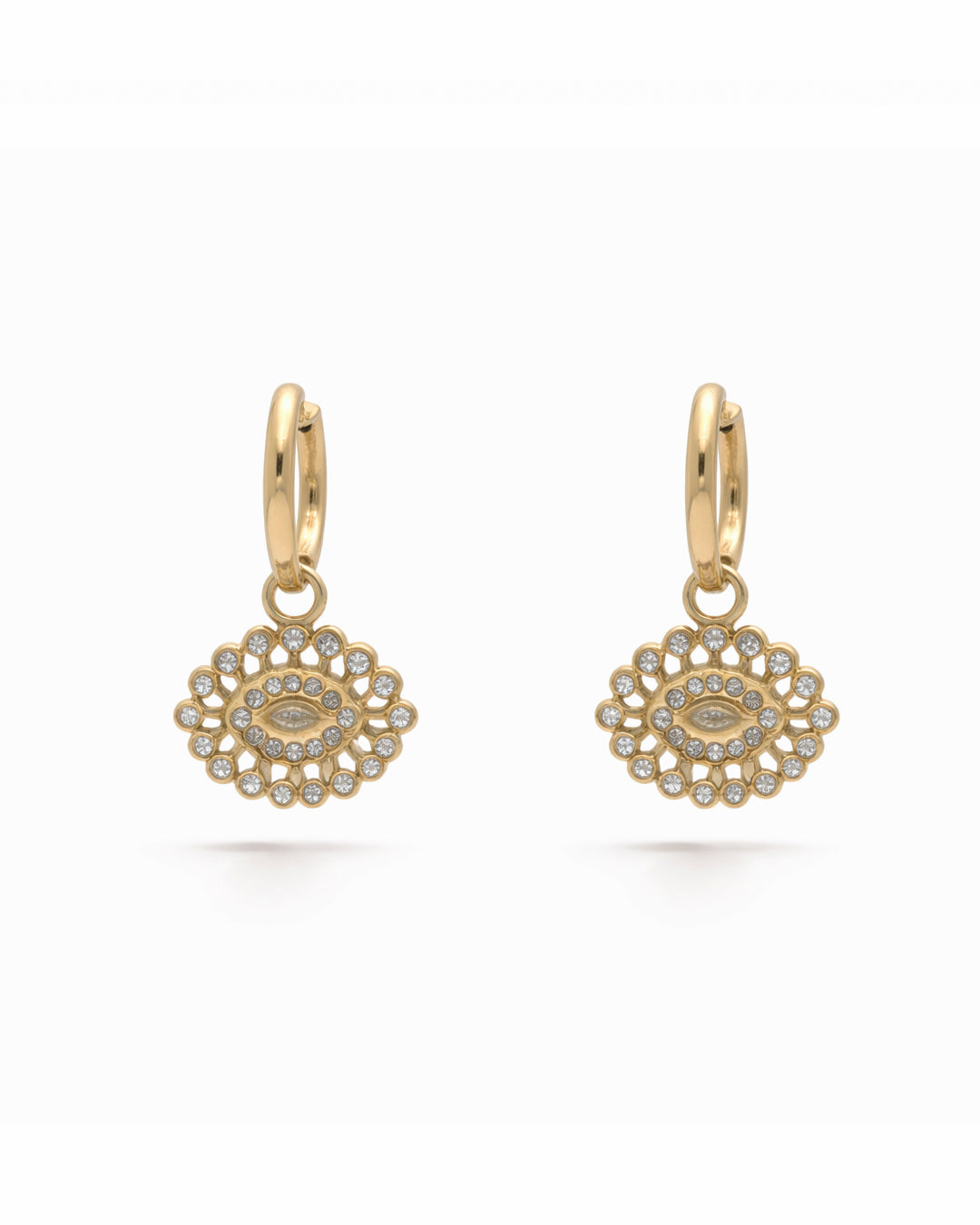Imperial Halo Gold Plated Drop Earrings