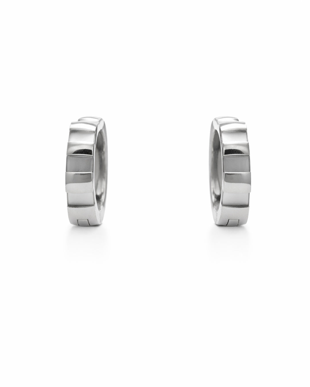Architectural Block Silver Plated Huggie Earrings