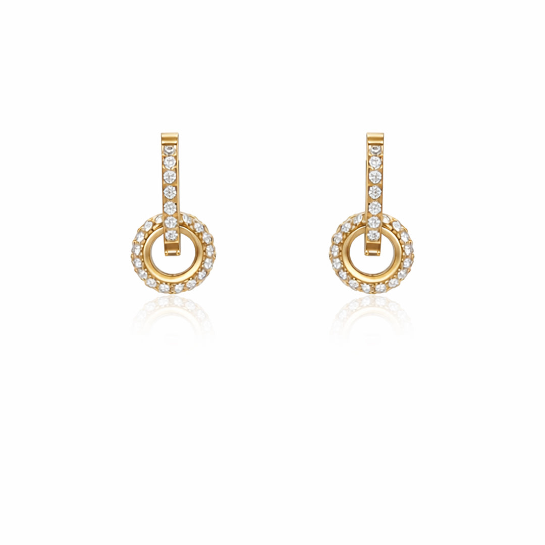 Halo Ring Gold Plated Earrings