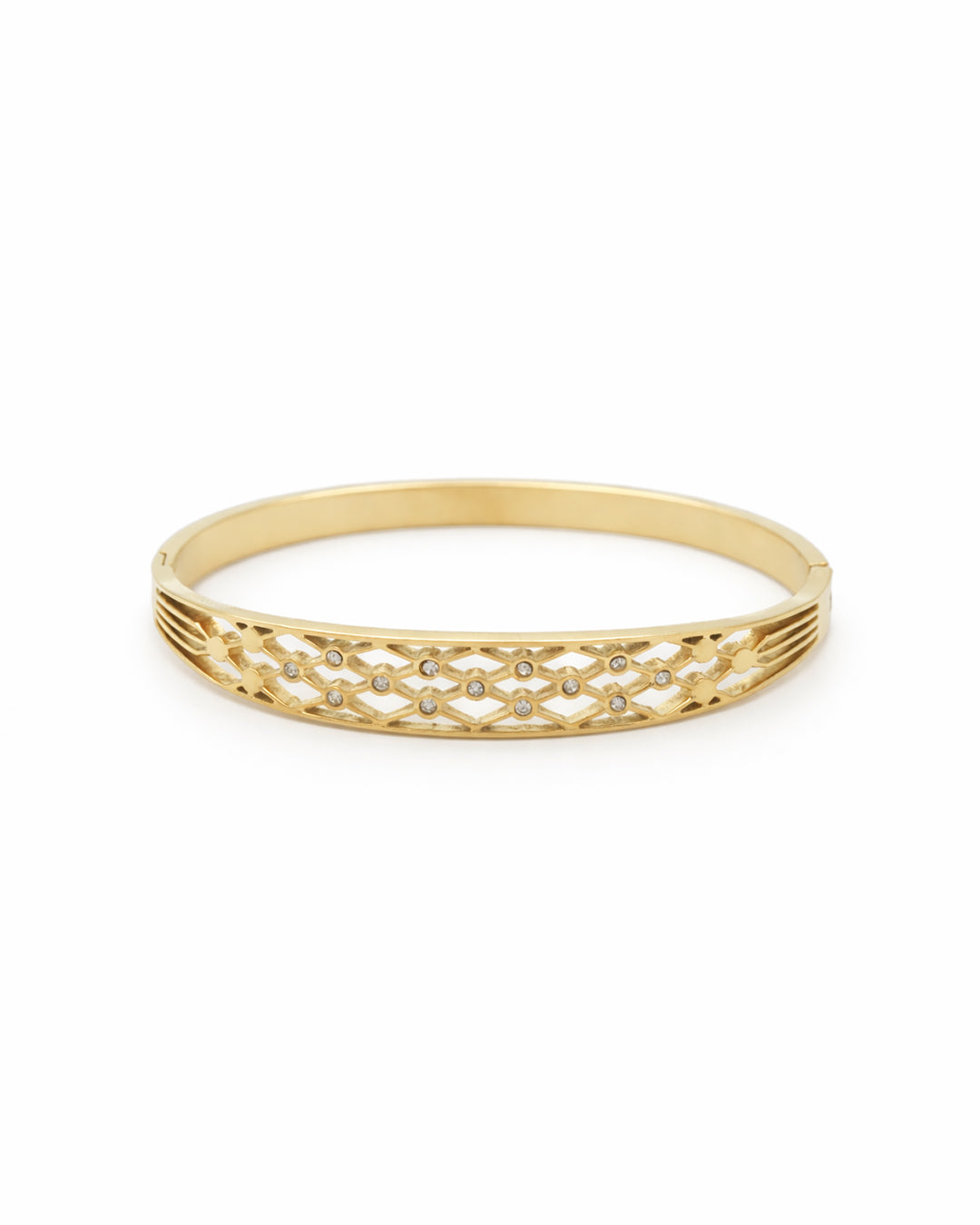 Lattice Dream Crystal-Accented Gold Plated Kada