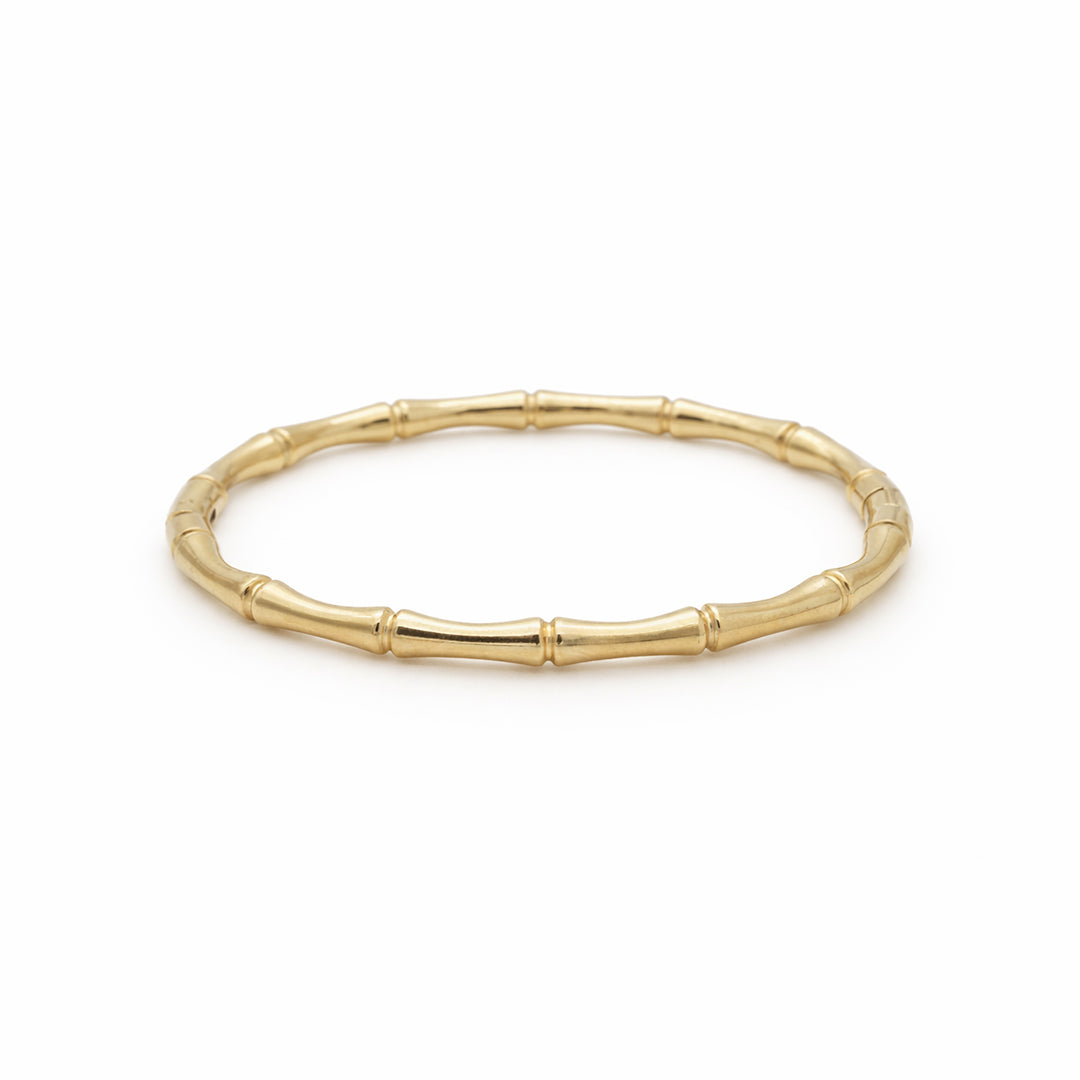 Bamboo Motif Slim Gold Plated Bangle Kada