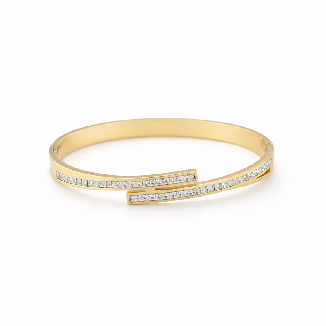 Crystal Channel Bypass Gold Plated Bangle Kada