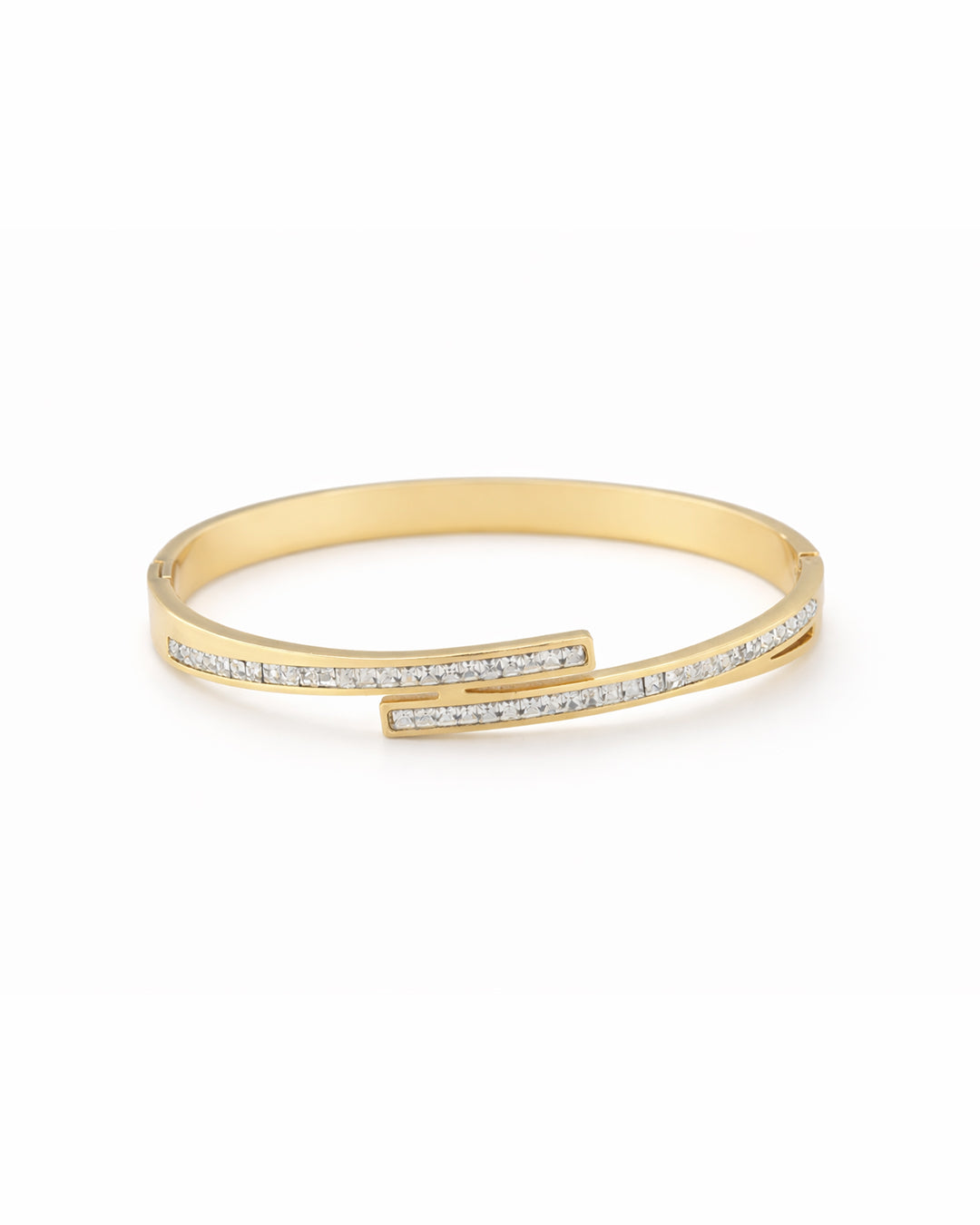Crystal Channel Bypass Gold Plated Bangle Kada