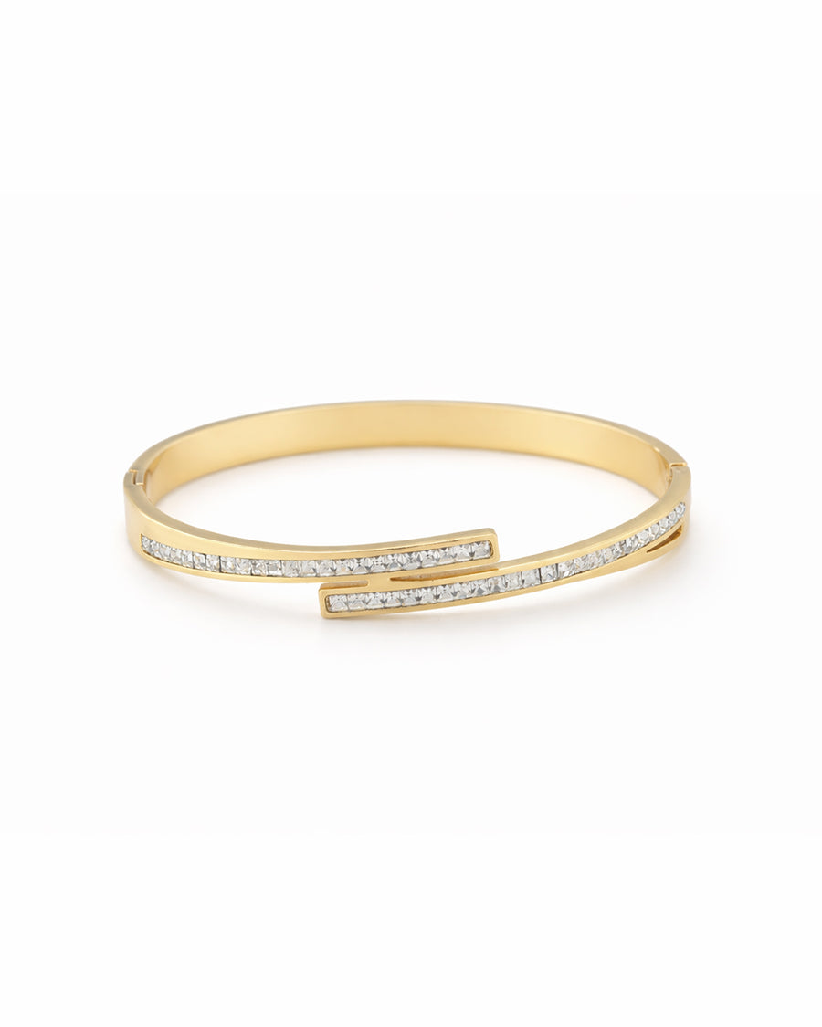 Crystal Channel Bypass Gold Plated Bangle Kada