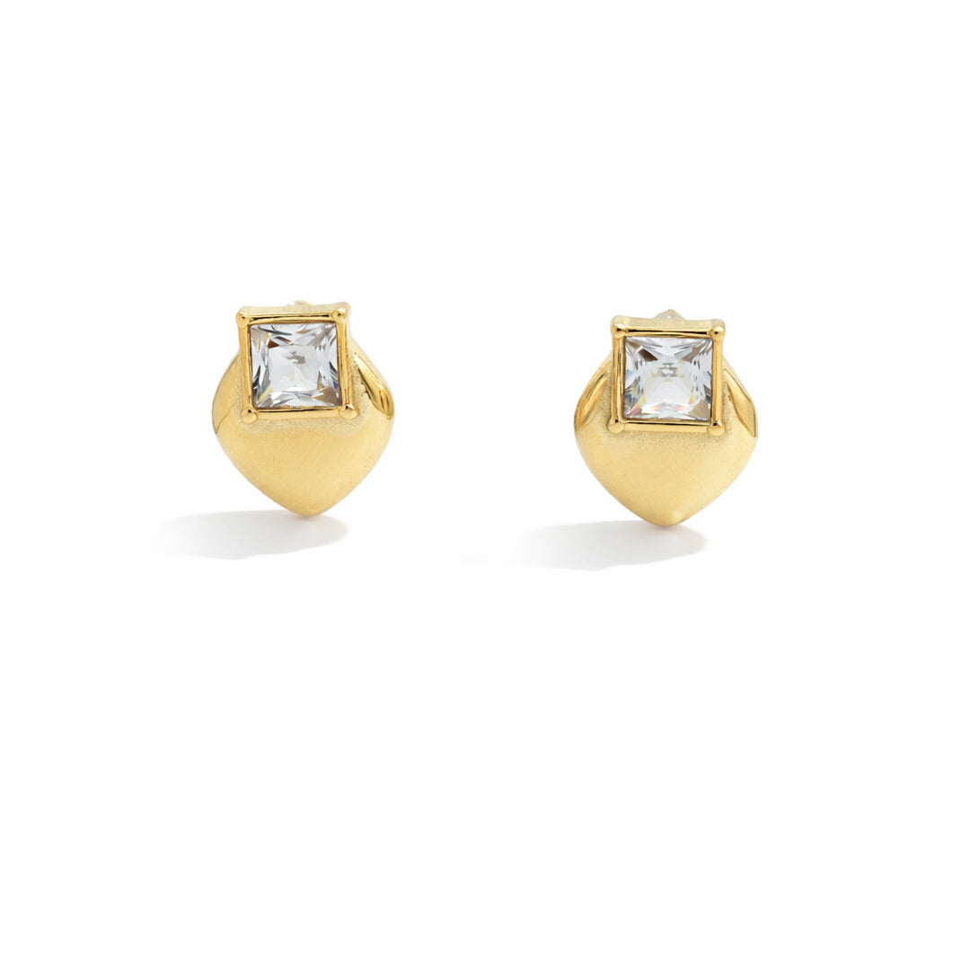 Cushion Cut Gold Plated Earrings