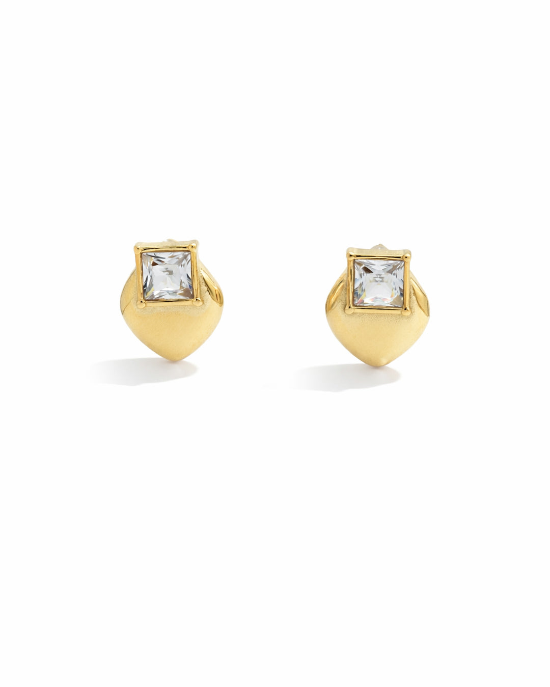 Cushion Cut Gold Plated Earrings