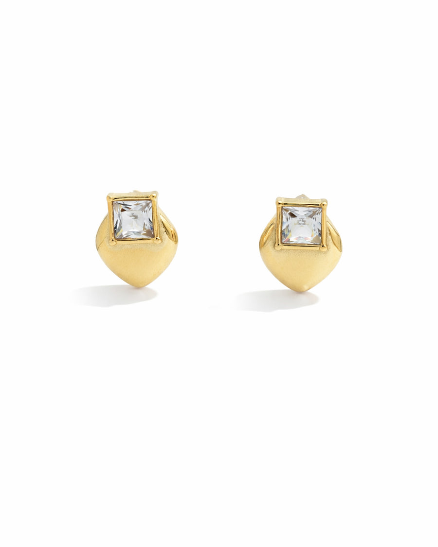 Cushion Cut Gold Plated Earrings