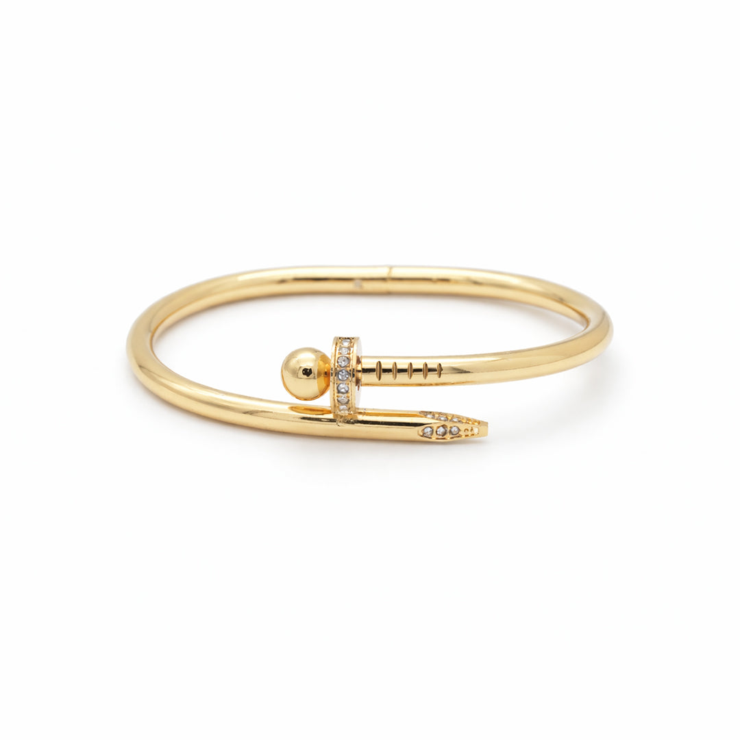 Crystal Encrusted Nail Gold Plated Kada