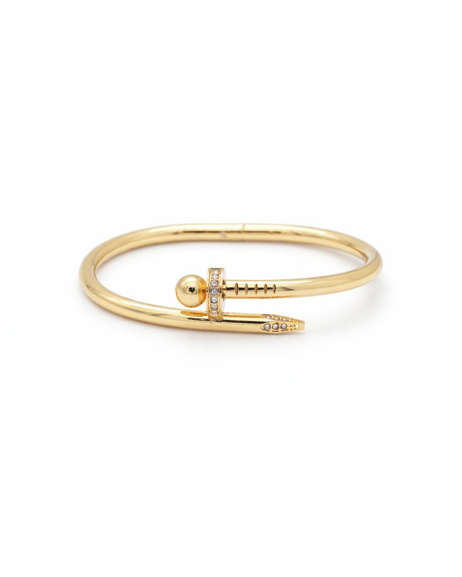 Crystal Encrusted Nail Gold Plated Kada