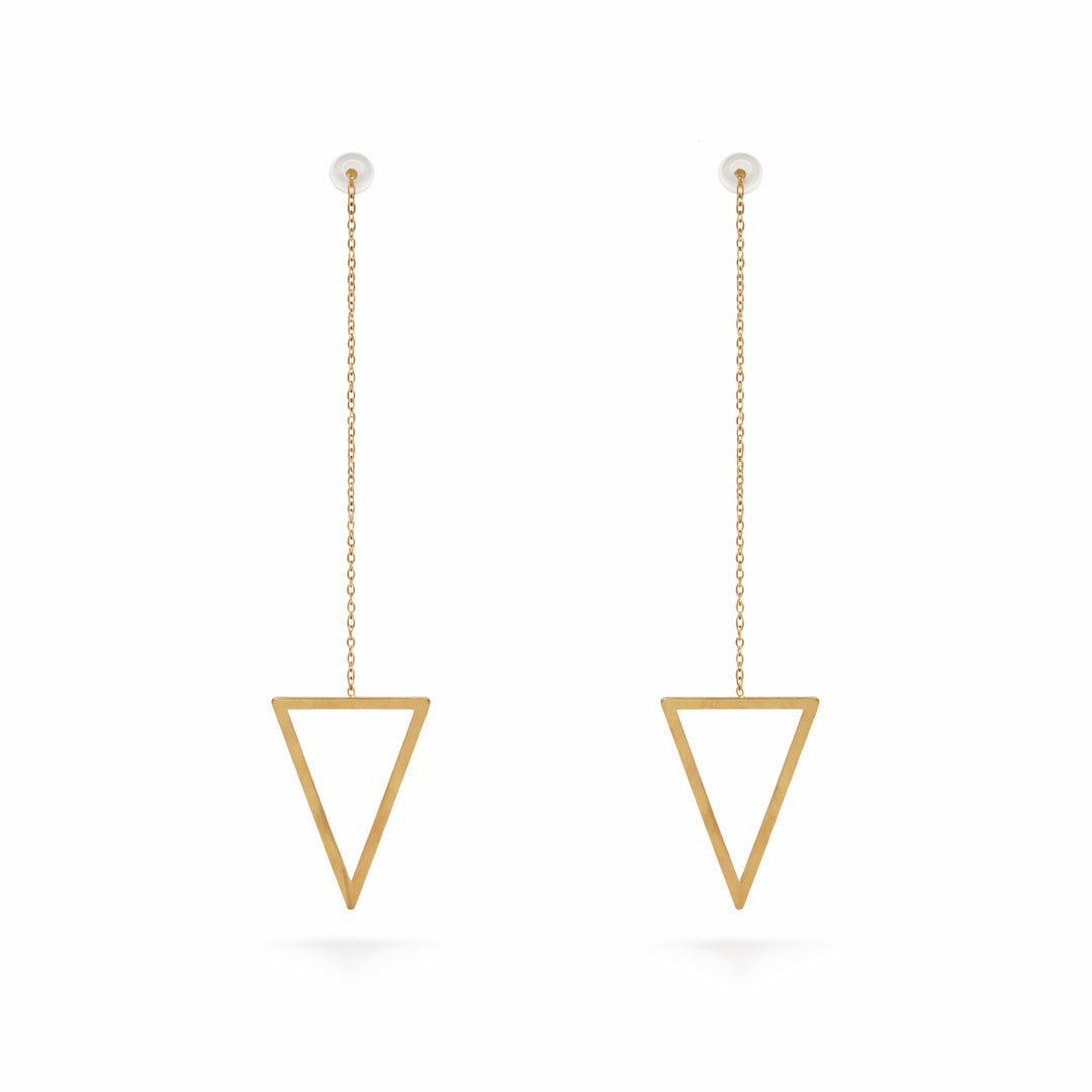 Geometric Triangle Gold Plated Drop Earrings