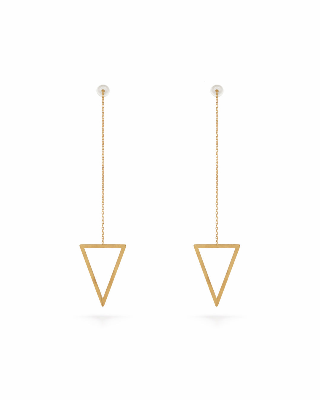 Geometric Triangle Gold Plated Drop Earrings