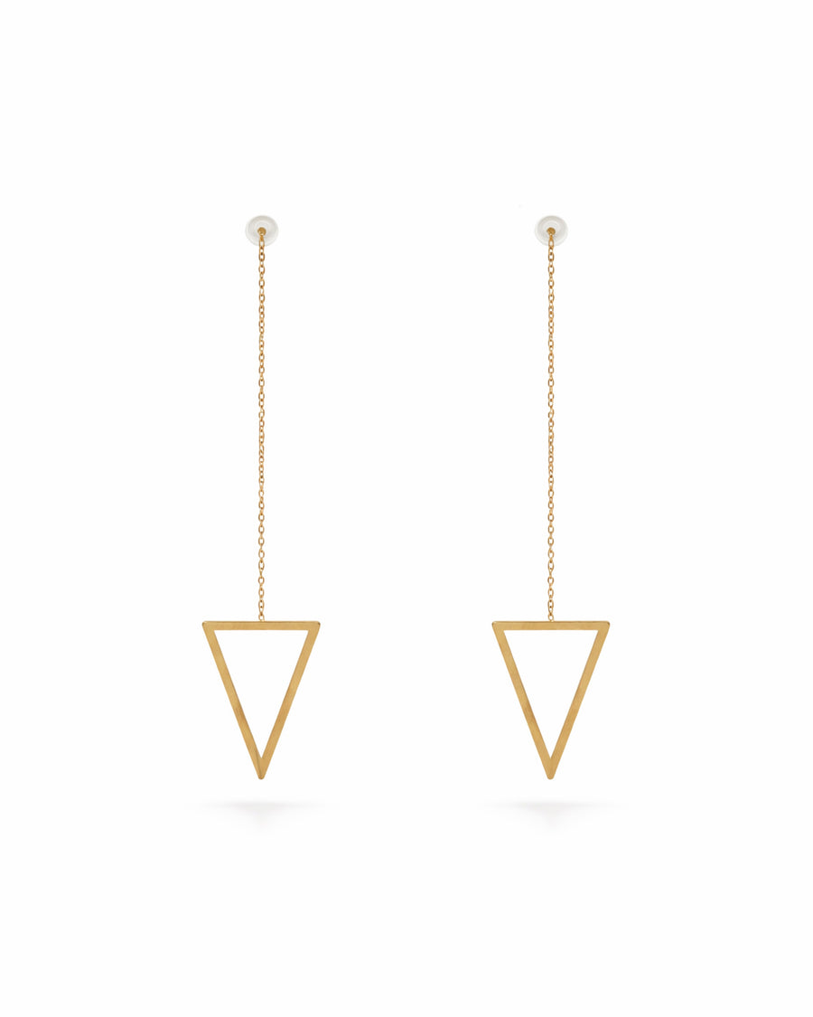 Geometric Triangle Gold Plated Drop Earrings