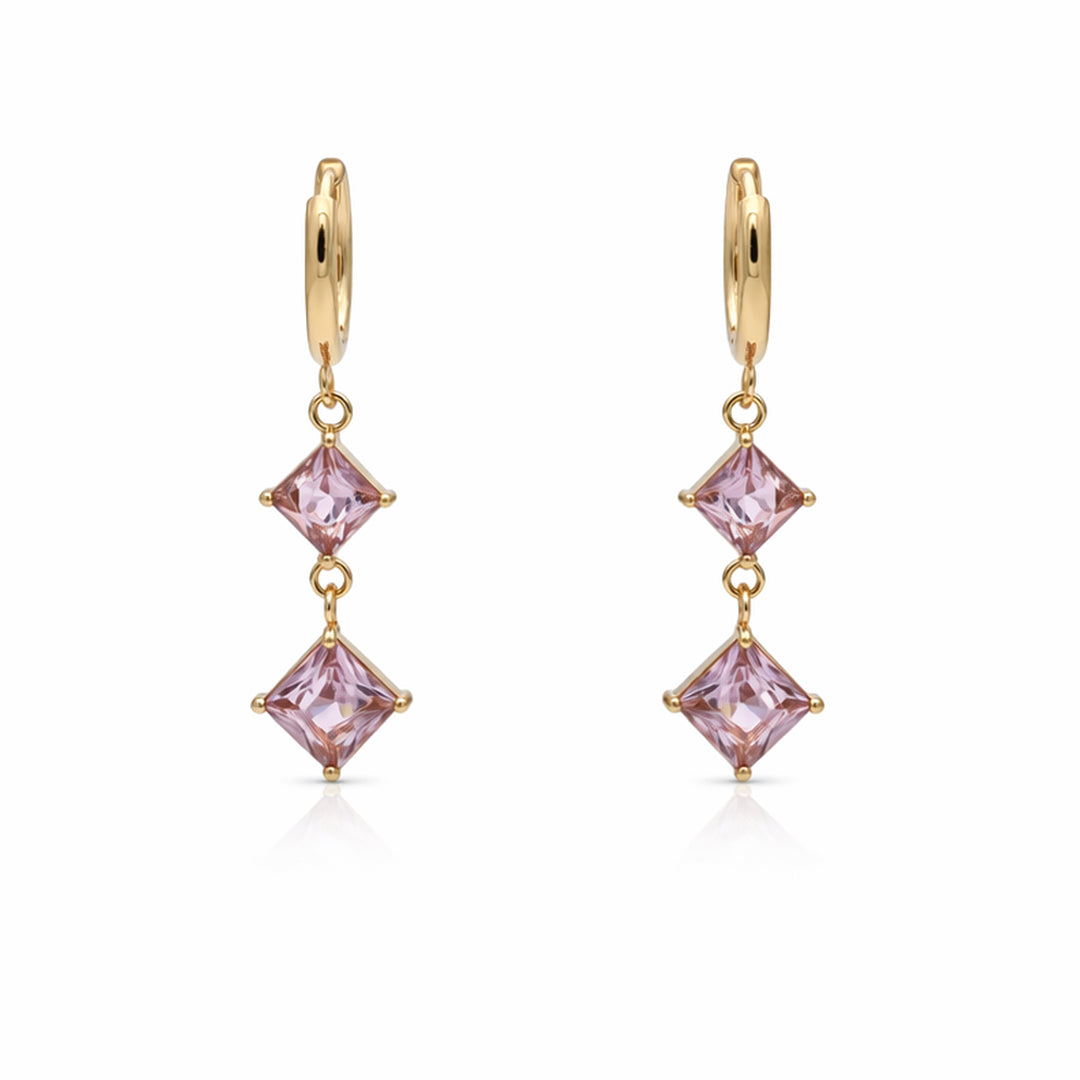 Rosé Diamond Drop Gold Hoop Earrings