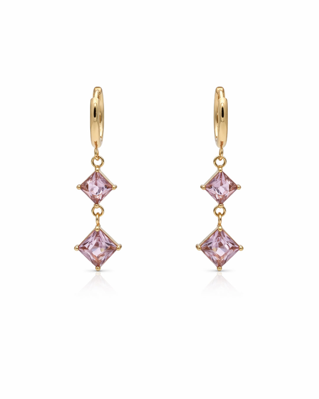 Rosé Diamond Drop Gold Hoop Earrings