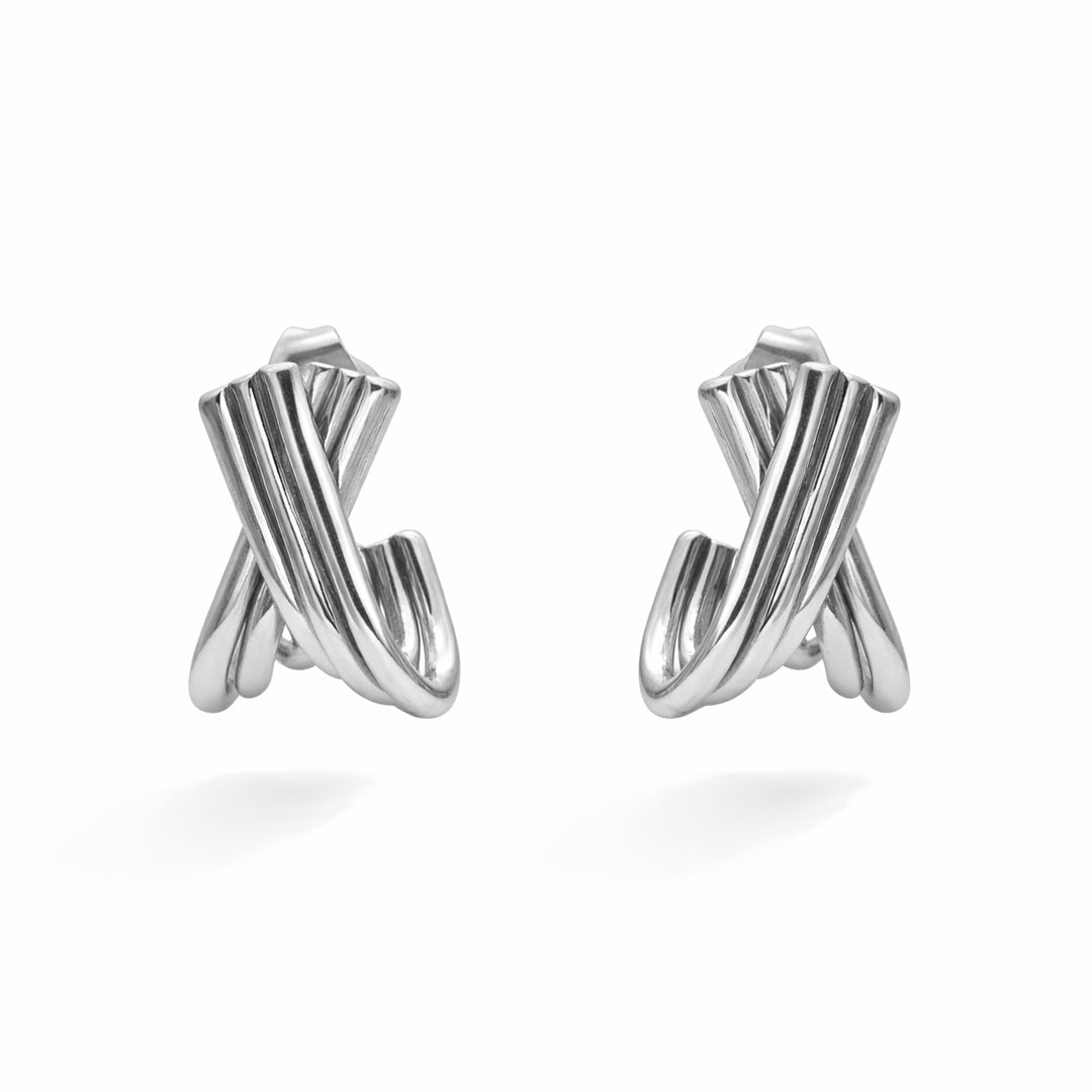 Ribbed Arched Silver Studs