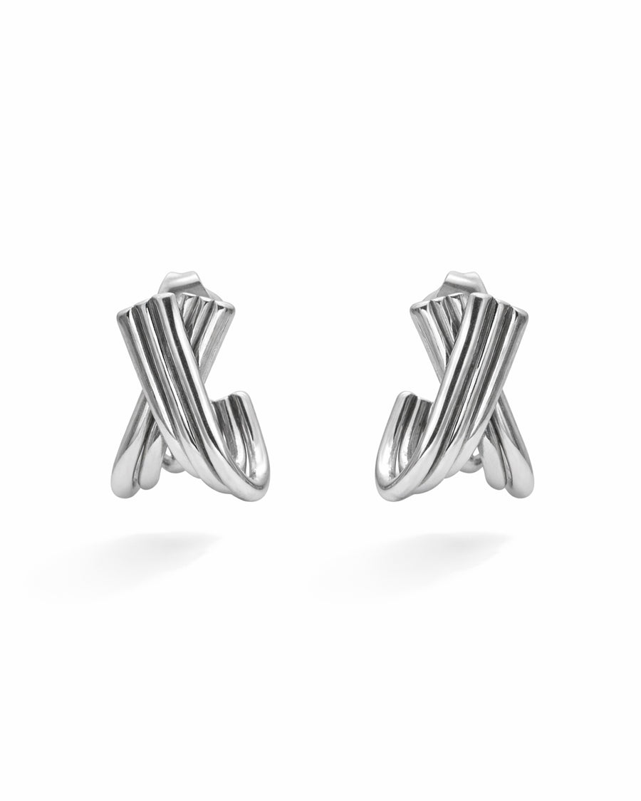 Ribbed Arched Silver Studs