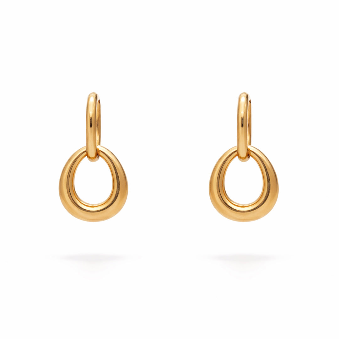 Sculptural Teardrop Gold Plated Hoop Earrings